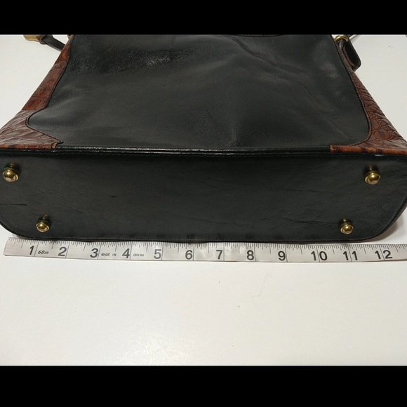 Brahmin Glossy Black and Textured Brown Shoulder Bag - Picture 13 of 15